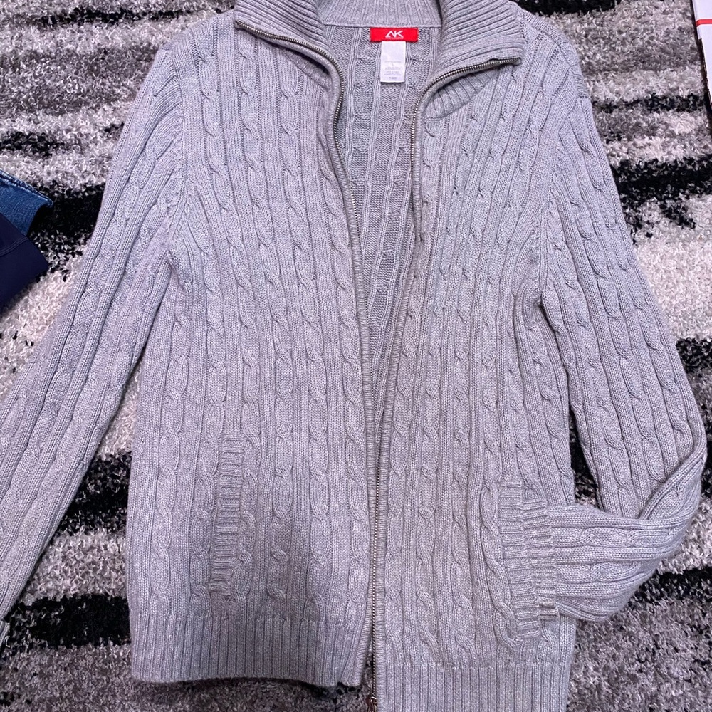 Anne Klein Gray Cable Knit Sweater